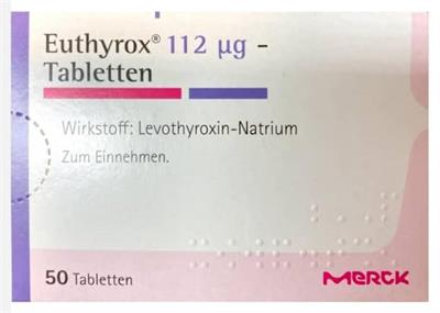 قرص تیروئیدلوتیروکسین (اوتیروکس )112میکروگرم
مرک آلمان 
50قرص
(Euthyrox® TBL 112 mcgr-50Tabletten)