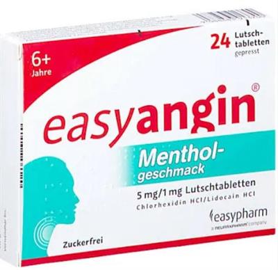 قرص مکیدنی ایزی انجین برای رفع التهاب وعفونت گلو
24قرص مکیدنی باطعم نعناء
(easyangin ® 5mg/1mg)