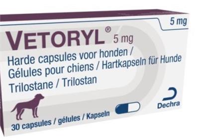 وتوریل 5میلی گرم 
30کپسول
(Vetoryl ® Hund 5mg- Trilostan 30kap)