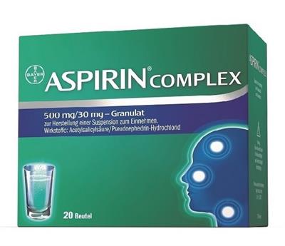 آسپرین کمپلکس 500 میلی گرم
20بسته
 (Aspirin ®complex-20 beutel/Bayer)