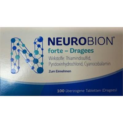 قرص نوروبیون
90 قرص
(Neurobion ®-forte-Dragees-90Tabletten)
Wirkstoff: Thianmidisulfid,Pyridoxinhydrochlorid
,Cyanocobalamin