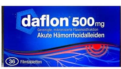 DAFLON ®500MG
قرص دافلون 500میلی گرم
36 عدد قرص روکش دار
Wirkstoff : Flavonoid 
Diosmin450mg+Hesperdin50mg