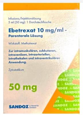 EBETREXAT  SANDOZ 10MG/ML DFL 5ML 50mg
5عددی
Wirkstoff:Methatrexat