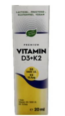 VITAMIN D3+K2   20ML
D3=1000 I.E
K2=12µg