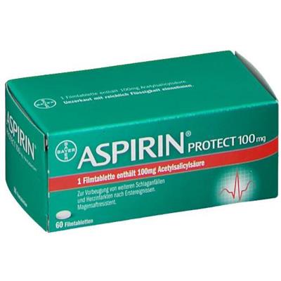 قرص آسپیرین پروتکت 100 میلی گرم بایر
60 عدد قرص روکشدار
(ASPIRIN® Protect 100 mg Tabletten)