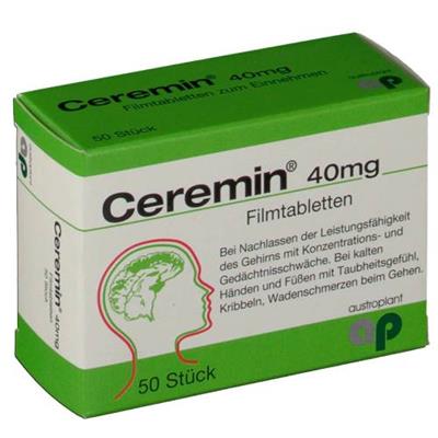 قرص سرمین افزایش دهنده گردش خون به مغز و ضد فشار خون پایین
50 عدد قرص روکش دار
(Ceremin® 40mg)