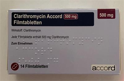 CLARITHROMYCIN ®ACC FTBL 500MG
Wirkstoff : Clarithromycin
14عددی