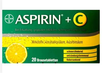 قرص جوشان آسپیرین + ویتامین ث
 20 عدد
(ASPIRIN® PLUS C-20 brausetabletten/Bayer)