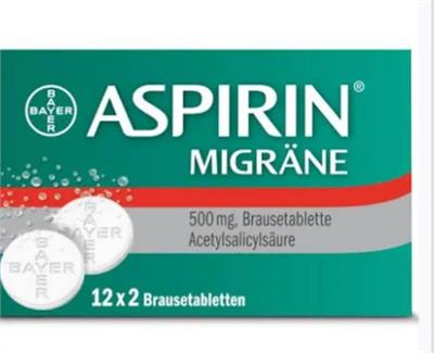 قرص جوشان آسپرین میگرن بایر
24عدد قرص جوشان
(ASPIRIN ® MIGRÄNE -500MG 12x2)