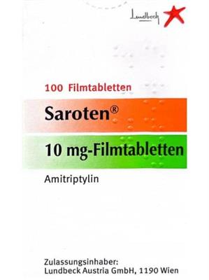Saroten  ®TBL 10mg
Wirkstoff:Amitriptylin
100عددی
