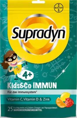 Supradyn ®+4 Kids -ECo IMMUN
25عددی 
برای سیستم ایمنی بچه های 4سال به بالااست .وشامل ویتامین C,D, ومینرالzink است.