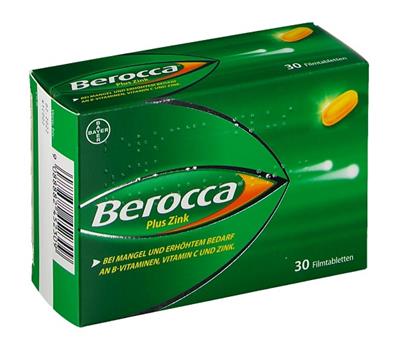 بروکا (تقویت سیستم عصبی)
30 قرص روکشدار
 (Berocca® Plus Zink/Bayer-30 filmtablet)