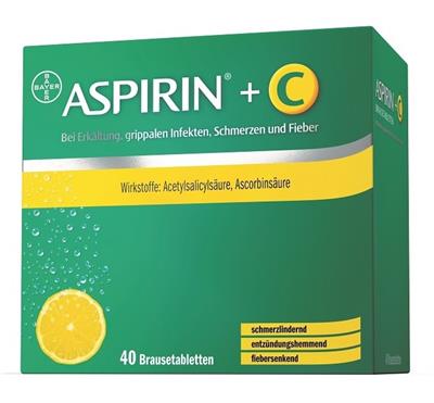 قرص جوشان آسپرین + ویتامین ث
 40 عدد 
(ASPIRIN® PLUS C-40 brausetabletten/Bayer)